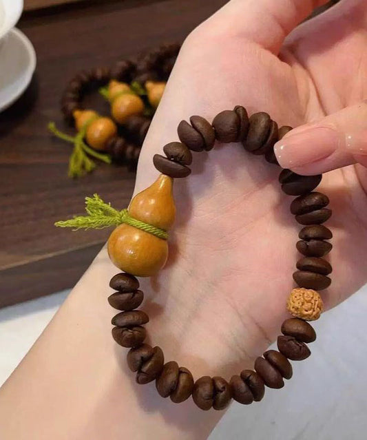 Bracelet chaîne en perles de Bouddha tissées au café vintage - Wavlynn