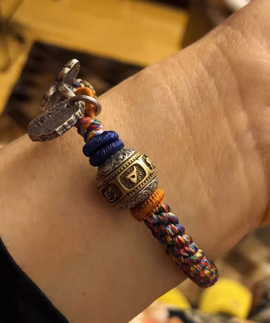 Bracelet à breloques vintage en fil de coton tissé de perles - Wavlynn