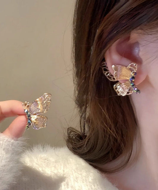 Boucles d'oreilles papillon vintage en alliage d'or et d'argent sterling - Wavlynn