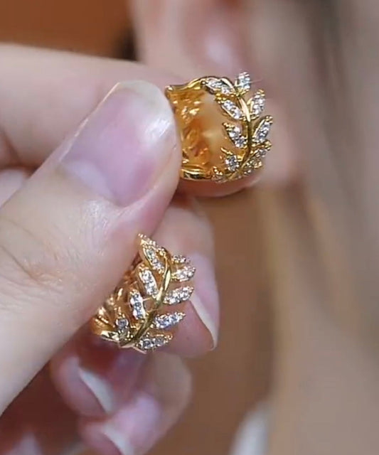 Boucles d'oreilles créoles vintage en argent sterling doré et zircons - Wavlynn