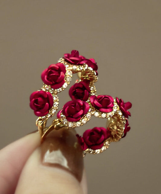 Boucles d'oreilles créoles vintage en argent sterling doré et zircon rose - Wavlynn