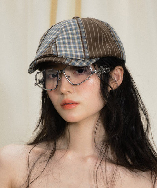 Chapeau breton polyvalent à carreaux vintage et colorblock - Wavlynn