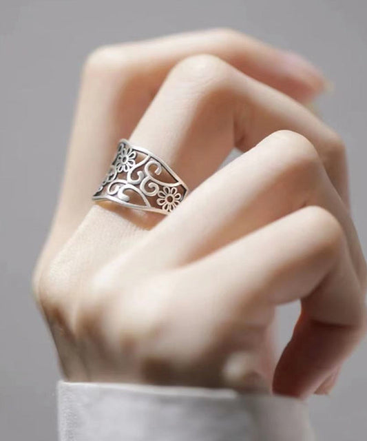 Bagues creuses en argent sterling et soie vintage - Wavlynn