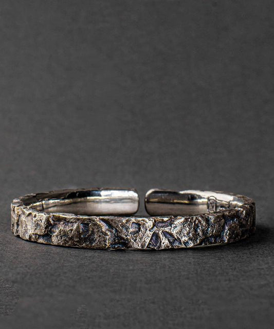 Manchette vintage en argent sterling pour homme, motif « A Massive Rock » - Wavlynn