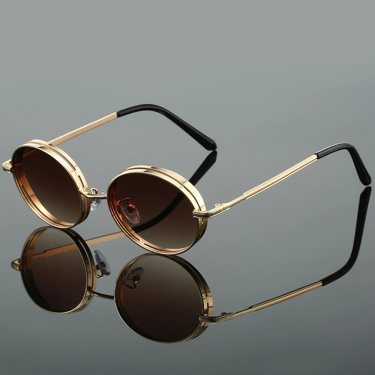 Retro round sunglasses lightweight metal frame vintage-inspired bold style for men and women