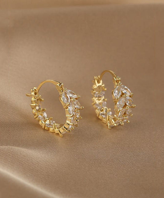 Boucles d'oreilles créoles en alliage de cuivre et zircon doré Vogue - Wavlynn