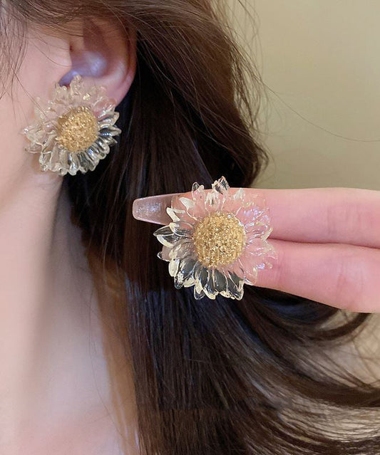 Boucles d'oreilles à tige en alliage acrylique motif tournesol Vogue Nude - Wavlynn