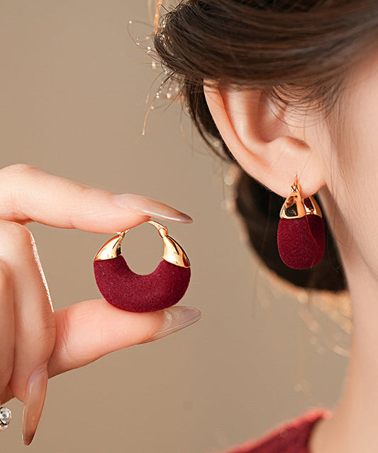 Boucles d'oreilles créoles en forme de U en alliage de cuivre rouge Vogue - Wavlynn
