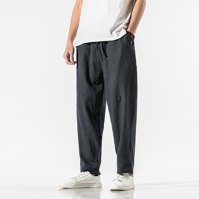 Volare linen blend panel pants relaxed tapered fit with articulated seam details for elevated everyday wear