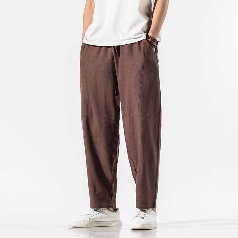 Volare linen blend panel pants relaxed tapered fit with articulated seam details for elevated everyday wear
