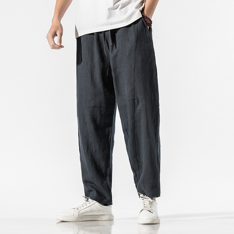 Volare linen blend panel pants relaxed tapered fit with articulated seam details for elevated everyday style