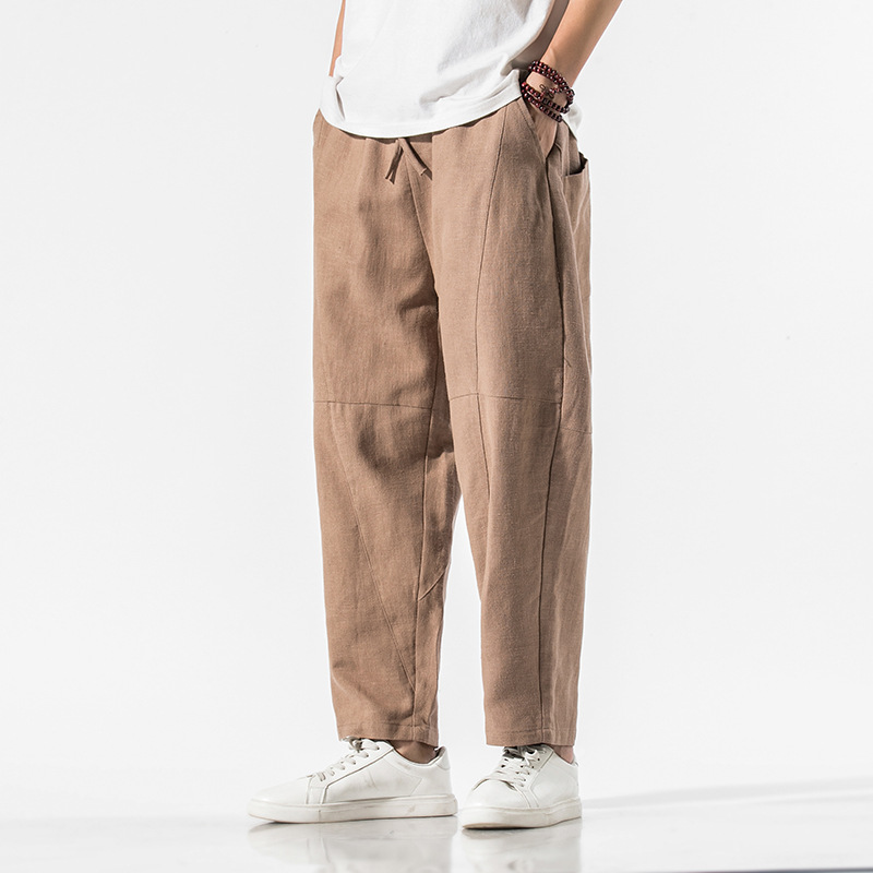 Volare linen blend panel pants relaxed tapered fit with articulated seams for everyday style