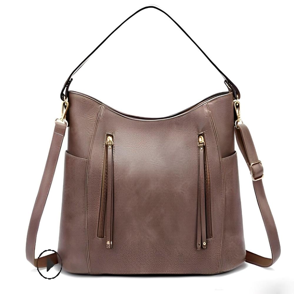 Wavlynn Colleen rich brown vegan leather hobo bag with adjustable straps and dual handles