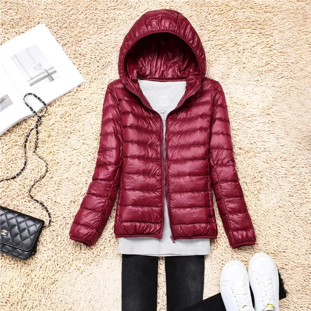 Wavlynn Lily women's hooded puffer jacket lightweight quilted insulation fitted silhouette