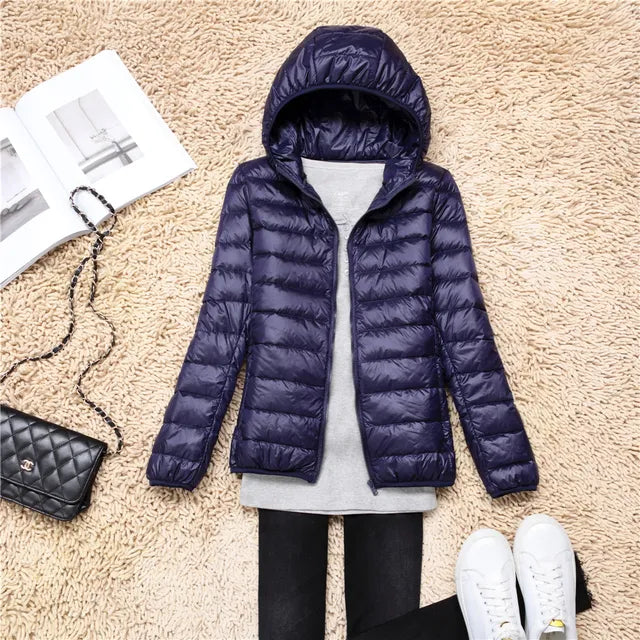 Wavlynn Lily women's hooded puffer jacket lightweight quilted insulation fitted silhouette
