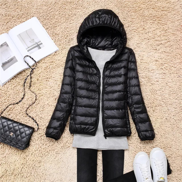 Wavlynn Lily women's hooded puffer jacket lightweight quilted insulation fitted silhouette