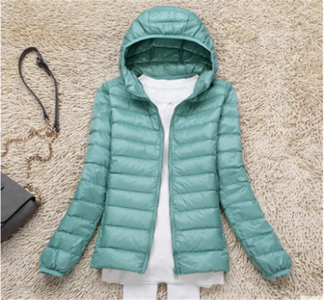 Wavlynn Lily women's hooded puffer jacket lightweight quilted insulation fitted silhouette winter coat