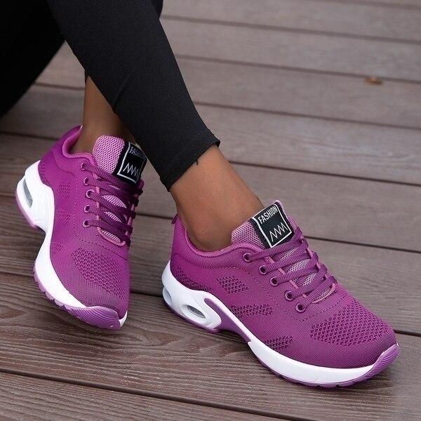 Naomi white comfort sneakers with breathable knit upper and reinforced supportive structure