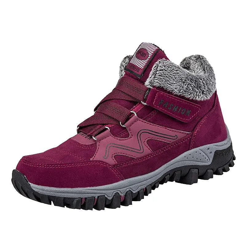 Women's warm velvet slip-on boots with soft cotton lining, stylish winter outdoor shoes