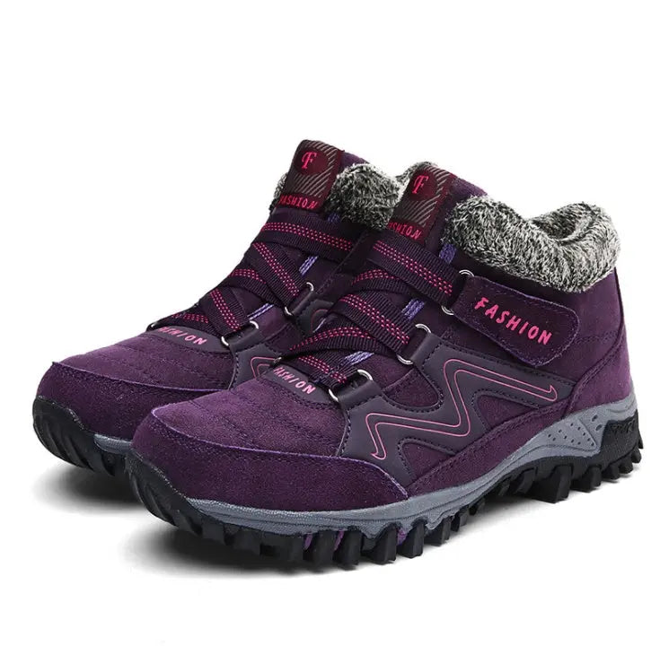 Women's warm velvet slip-on boots with soft cotton lining, stylish winter outdoor shoes