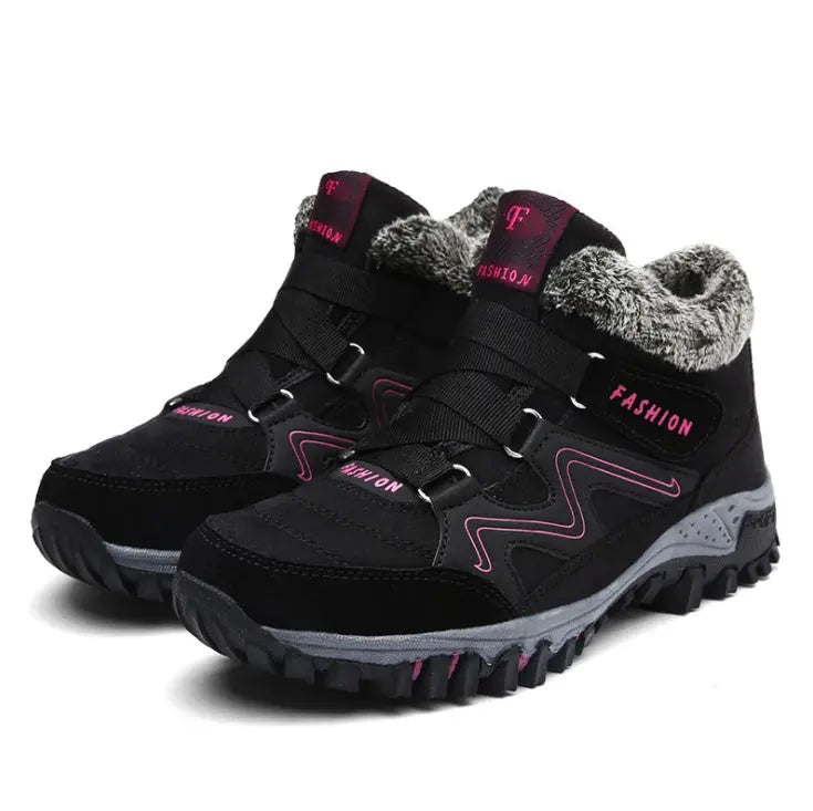 Women's warm velvet slip-on boots with soft cotton lining, stylish winter outdoor shoes in elegant finish
