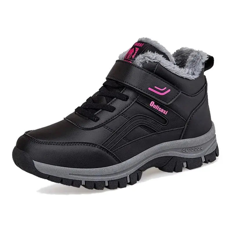 Women's waterproof ankle snow boots by Wavlynn, cozy winter style with sealed leather upper