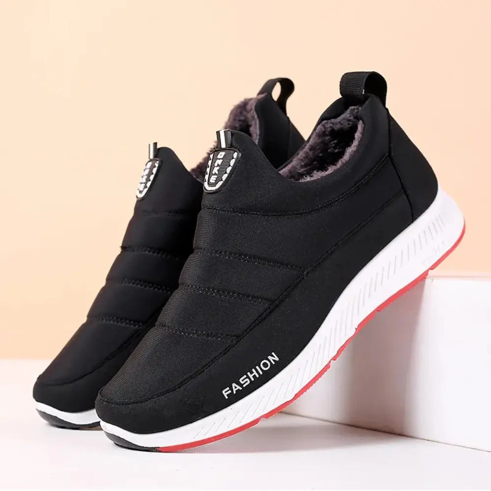 Women's white waterproof sneakers with cushioned midsole, water-resistant sealed upper for all-day city wear