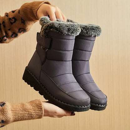 Women's waterproof snow boots warm non-slip winter footwear water-repellent Oxford fabric rugged sole