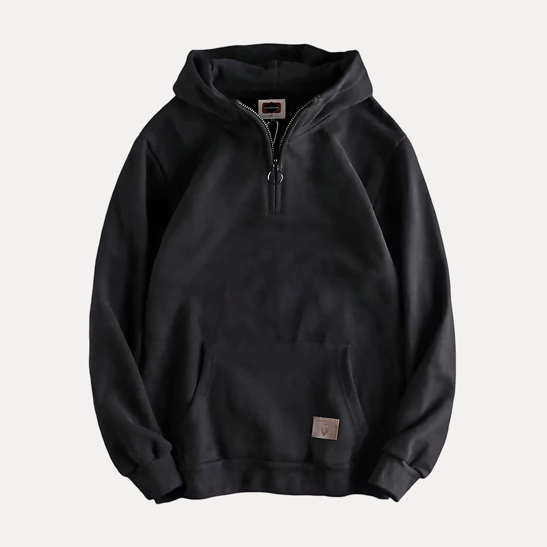 Men's minimalist pullover hoodie relaxed fit long sleeve with front kangaroo pocket everyday casual comfort