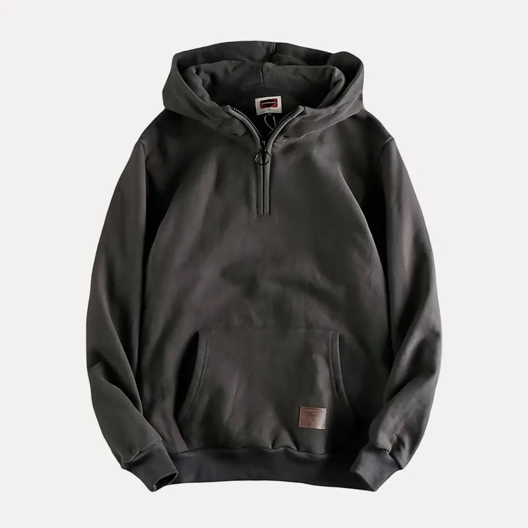 Wellington Classic Hoodie relaxed fit half-zip pullover in neutral tone for outdoor casual wear