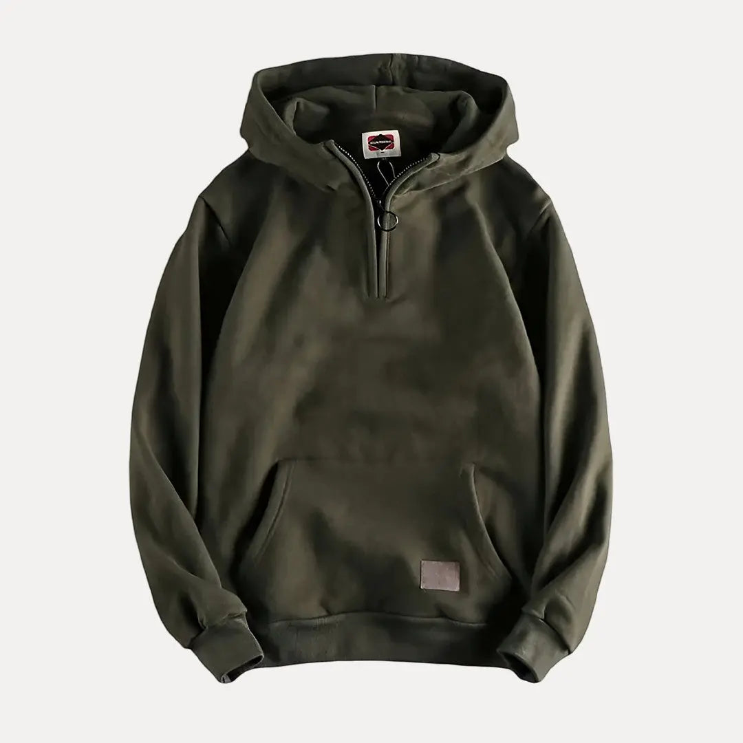 Wellington Classic Hoodie relaxed fit half-zip pullover in soft warm fabric for outdoor casual wear