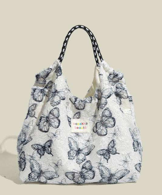 Sacs fourre-tout en toile grande capacité motif papillon bleu pour femme - Wavlynn