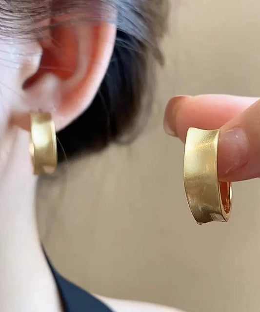 Boucles d'oreilles créoles en fil de cuivre doré pour femme - Wavlynn
