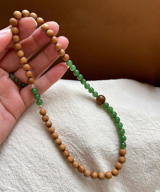 Bracelet Xiaomi double couche en jade et bois de santal vert pour femme - Wavlynn