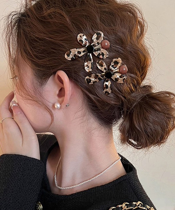 Épingle à cheveux florale en alliage métallique léopard pour femme - Wavlynn