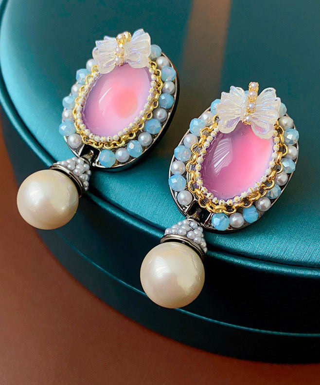 Boucles d'oreilles papillon en résine et cristal violet pour femme, alliage acrylique - Wavlynn