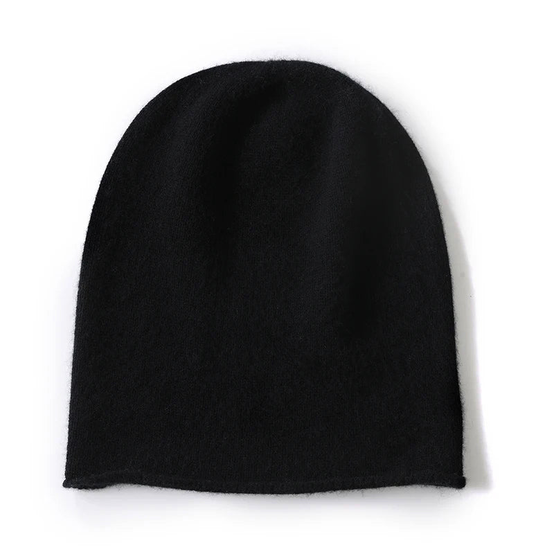 Women's gray cashmere blend slouch beanie with minimalist knit texture and relaxed drape