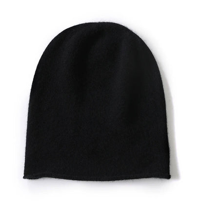 Women's gray cashmere blend slouch beanie with minimalist knit texture and relaxed drape
