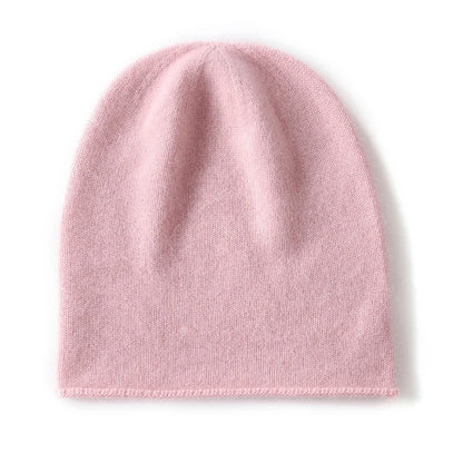 Women's ivory cashmere blend slouch beanie with minimalist knit texture and relaxed drape fit