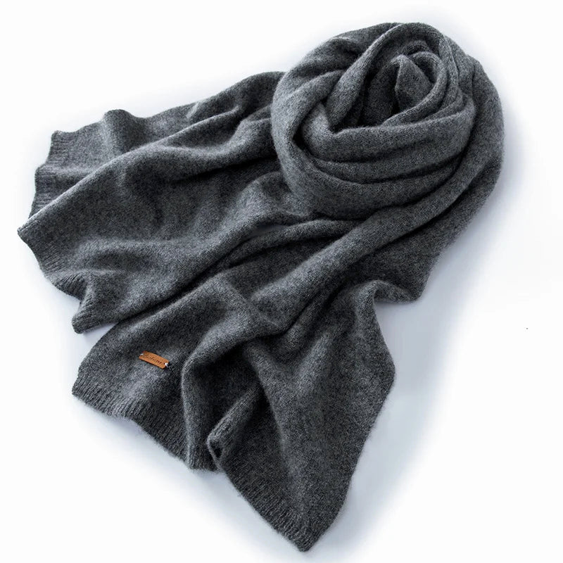 Women's pure cashmere winter scarf in beige, taupe, gray or black, smooth dense knit, generous length