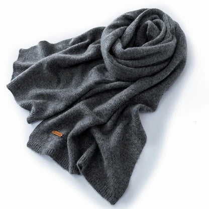 Women's pure cashmere winter scarf in beige, taupe, gray or black, smooth dense knit, generous length