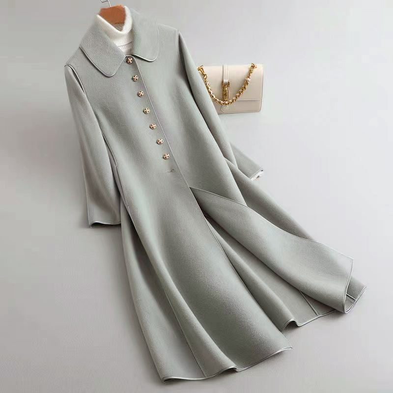 Wavlynn women's reversible long coat rounded collar A-line silhouette dual-sided all-season outerwear