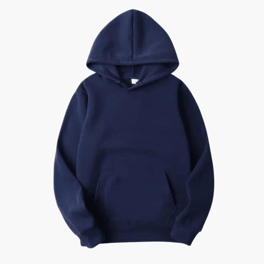 Men's solid relaxed-fit long sleeve hoodie with oversized spacious hood for casual outdoor wear