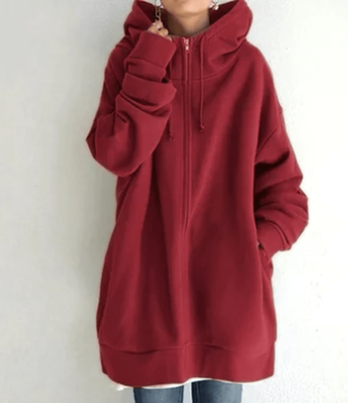 Women's relaxed fit full zip hoodie in neutral tones with minimalist design and cozy everyday silhouette