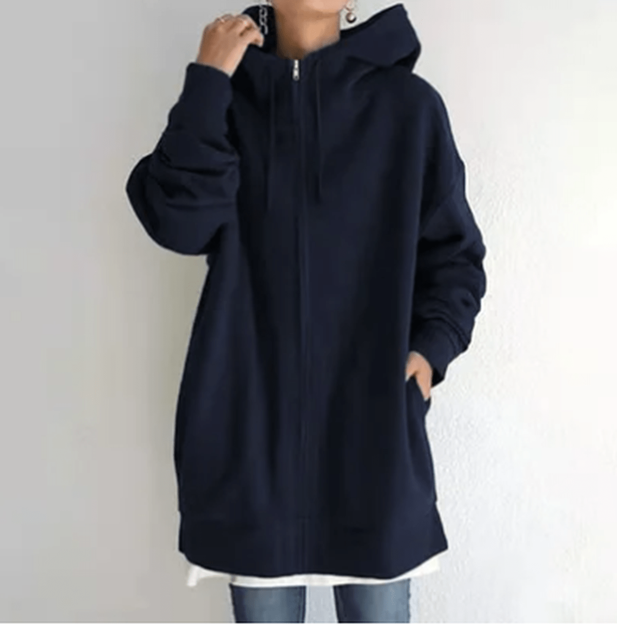 Women's relaxed fit full zip hoodie in neutral tone with minimalist design and cozy everyday style
