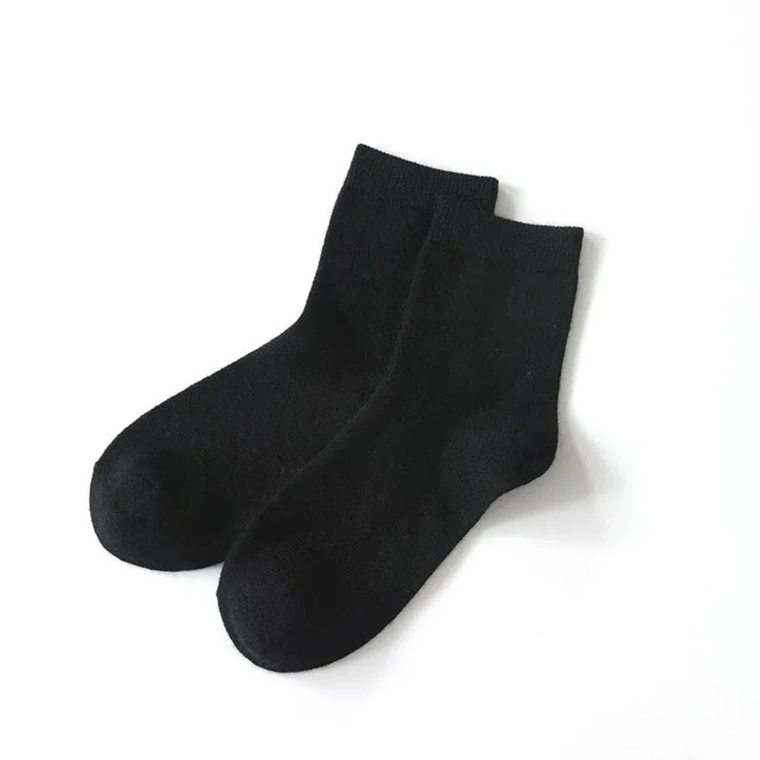 Women's wool knitted mid-calf socks in neutral tones, soft non-itchy breathable fabric for everyday wear