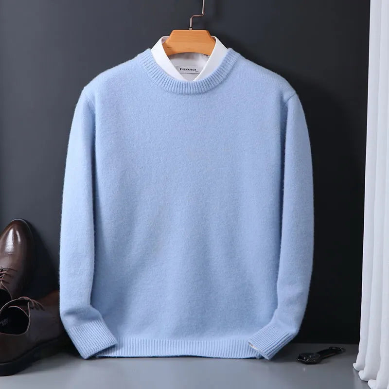 Wavlynn Logan 100% cashmere classic fit sweater with ribbed cuffs, ultra-soft premium knit