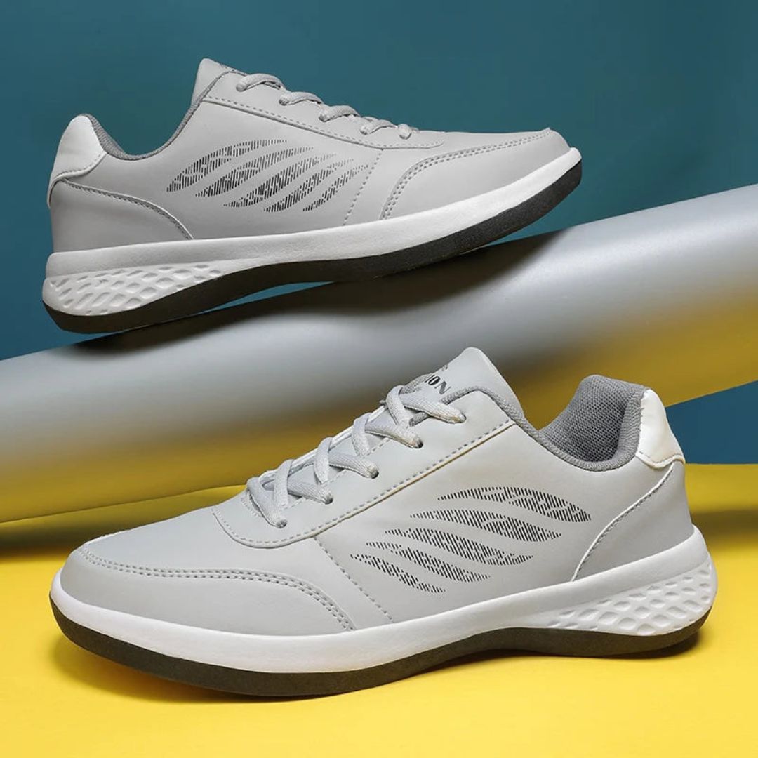 Xander white athletic sneakers premium leather upper with cushioned insole and non-slip rubber outsole