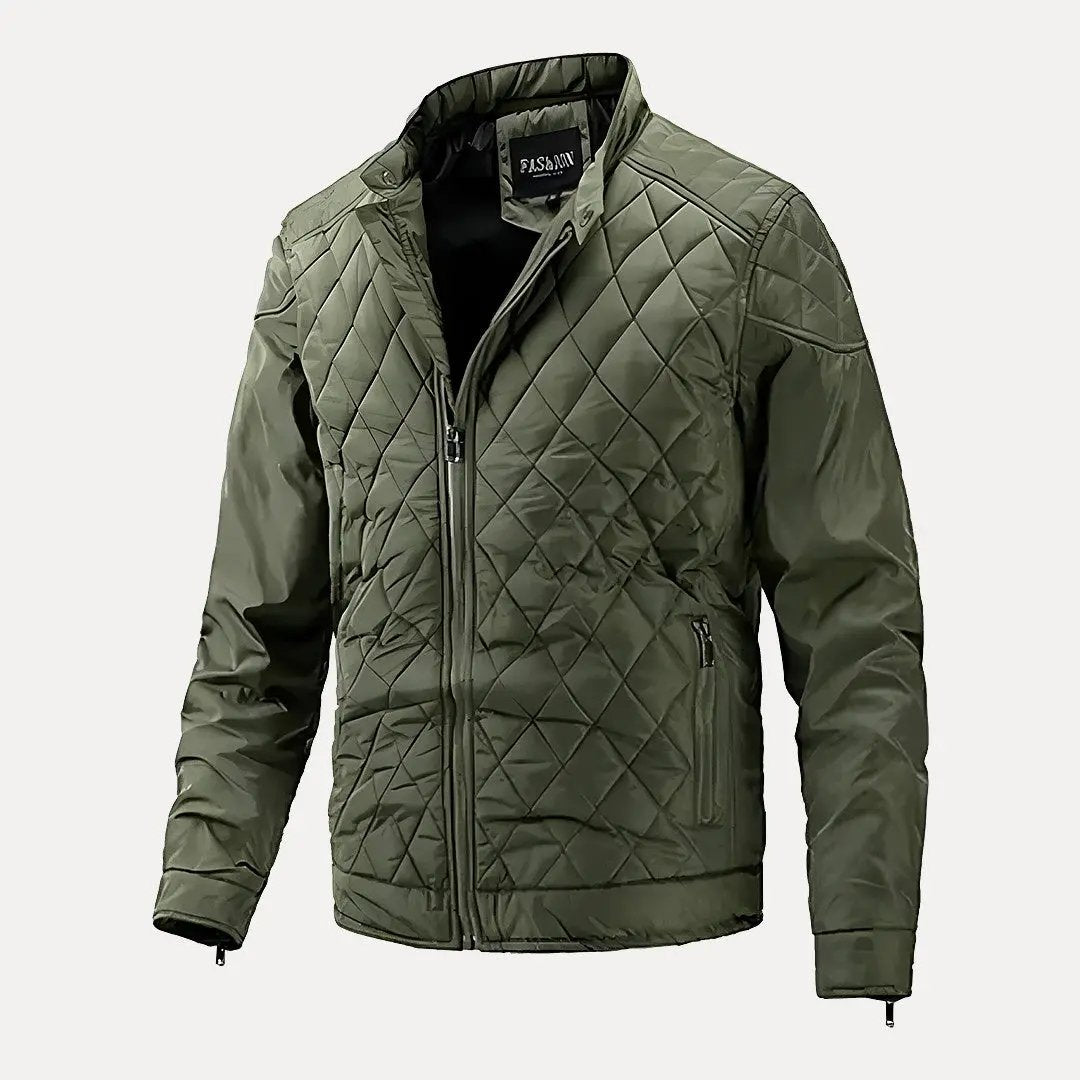 Xavier classic stitched cotton-padded jacket in neutral tones, quilted puffer style for cold-weather casual wear