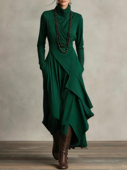 Elegant floral maxi dress with flowing silhouette, fitted waist, and feminine full-length design